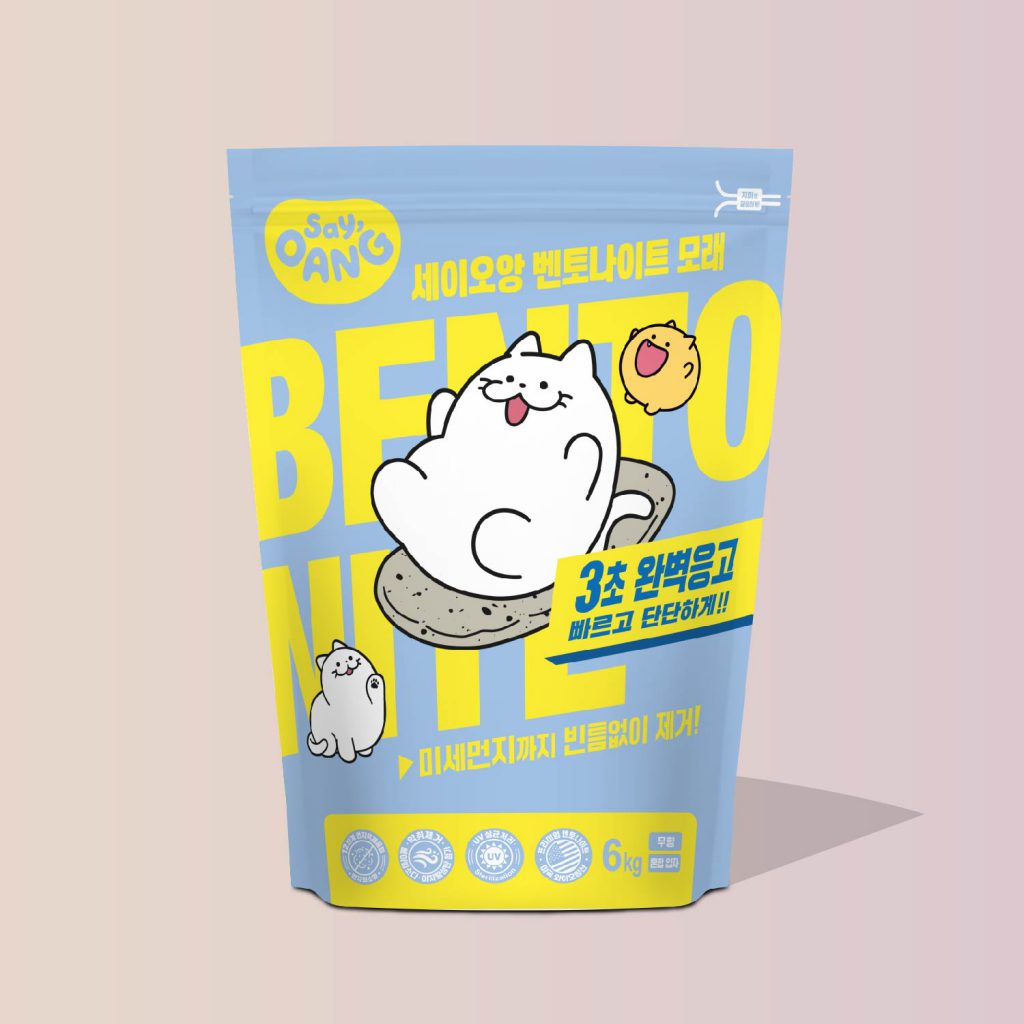 세이오앙 고양이 벤토나이트 모래 혼합입자 패키지 예시